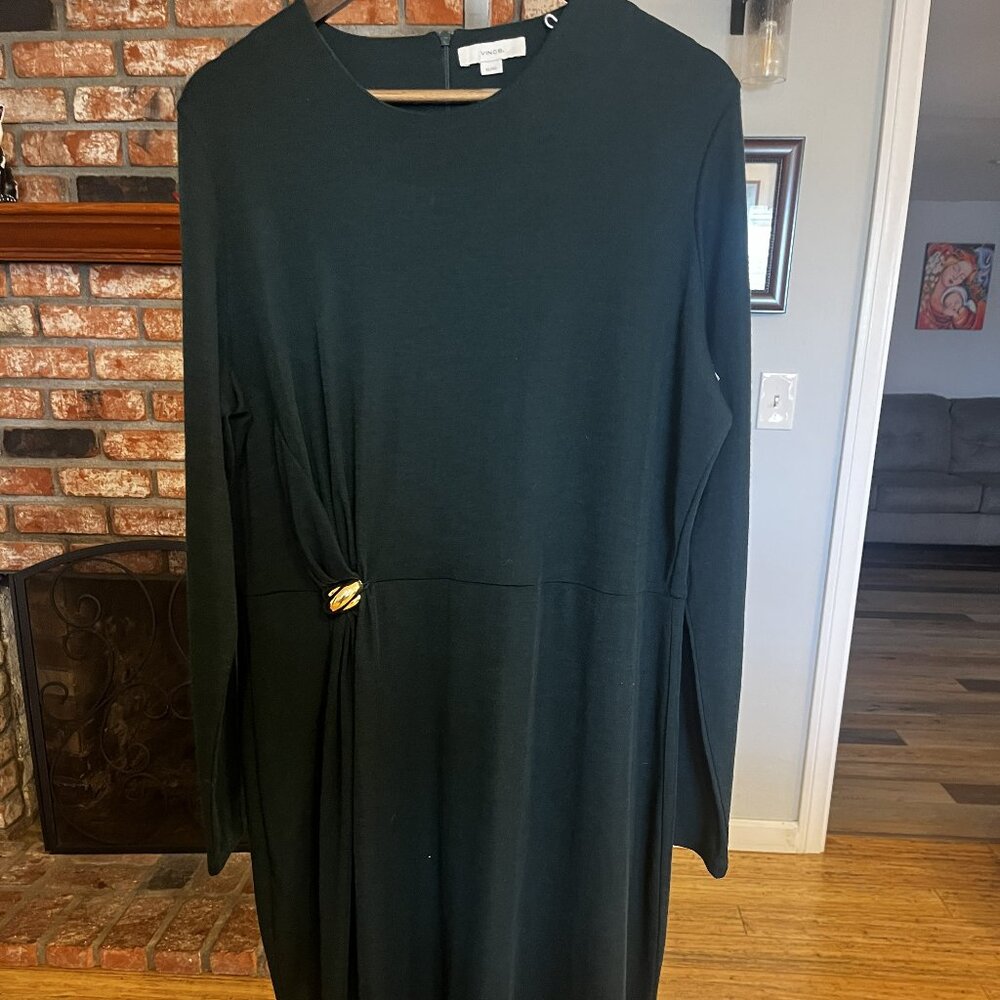 Vince Cinched-Waist Wool-Blend Long-Sleeve Dress MSRP $448 Size XL - Picture 2 of 4